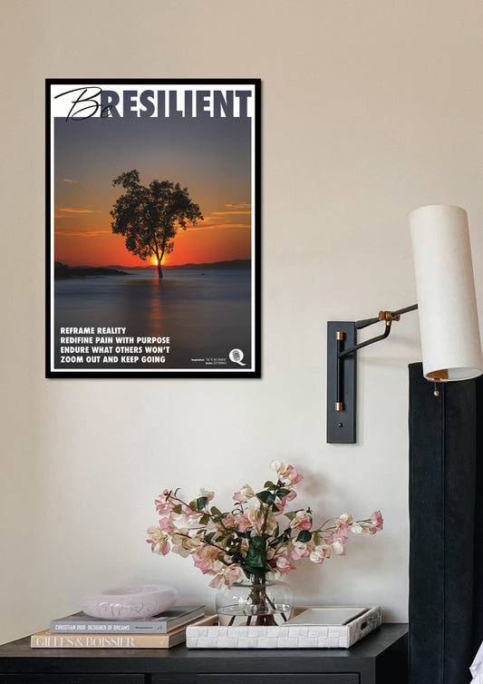 Resilient Wall Art Print, Motivational Poster, Inspirational Decor, Positive Vibes, Gift, Home Office Wall Decor